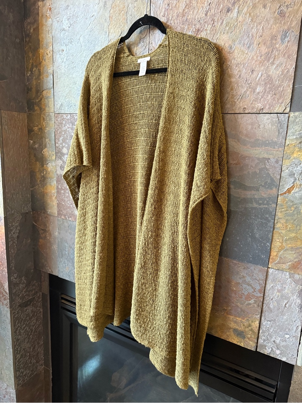 J.Jill yellow green serape type wrap. Two front pieces and one piece back. OS